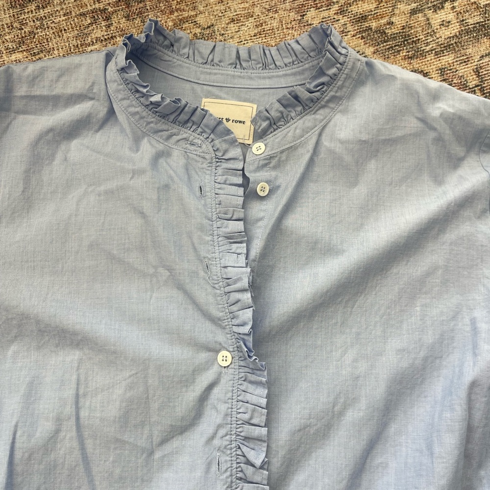 Court & Rowe Ruffle Trim Button-Up Top - Picture 2 of 8